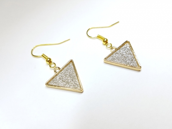 Preview: Glitzer Ohrringe Dreieck goldfarben silberfarben